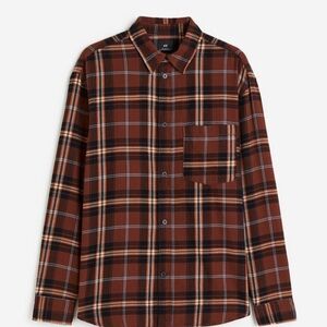 H&M Brown and Black Casual Button Down Shirt